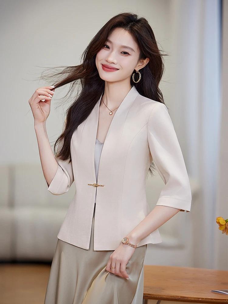 

Fashionable Short Seven-Quarter Sleeve Suit Jacket for Women Professional Style Korean Version Spring Summer New Arrival