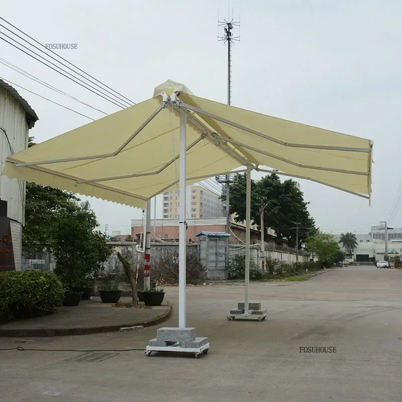 Double Opening Electric Awning Outdoor Gazebos Hand-cranked Balcony Courtyard Retractable Tent Outdoor Terrace Rainproof Awnings