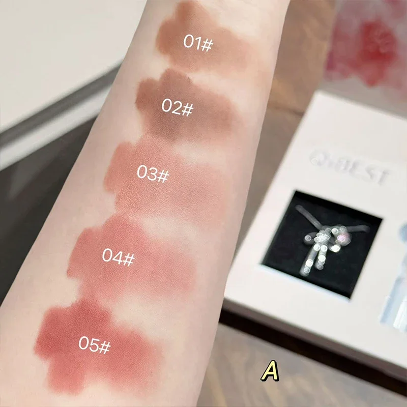 QIBEST 6 stks/doos Matte Lippenstift Sets En Spiegel Waterige Lip Glazuur Blijvende Lip Make-Up Sets Hydraterende Lipgloss Tint Ketting Gift