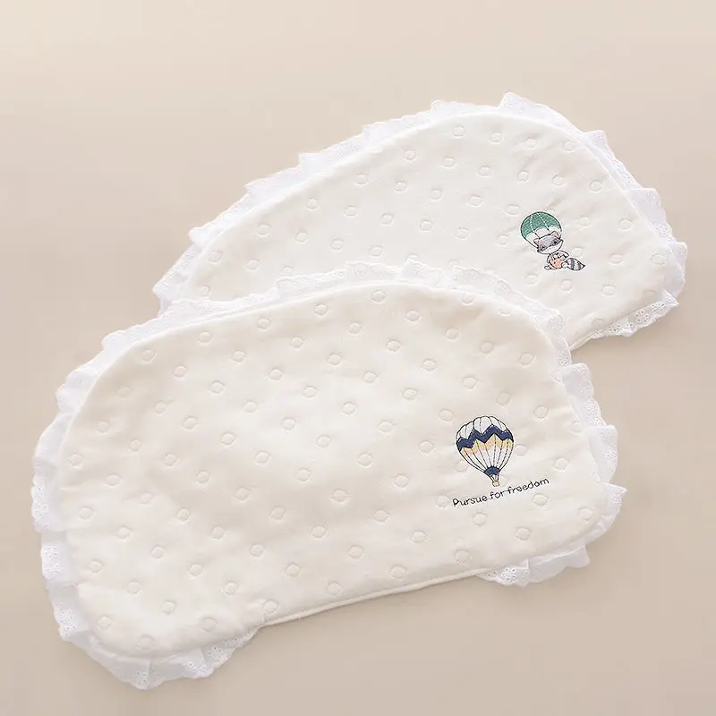 2pcs Baby Pillow Towel Cotton Comfortable Breathable Moisture Absorbent Quick Drying Washable Kid's Cartoon Gauze Small Pillow