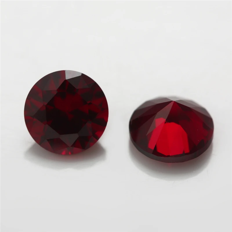 Size 3mm~12mm 8# 5# Red Round Brilliant Cut Synthetic Corudum Stone For Jewelry