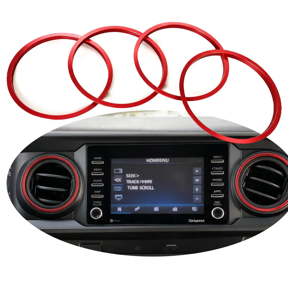 4Pcs/Set Compatible with Toyota Tacoma 2016-2023 AC Vent Decoration Rings Dash Dashboard Air Conditioner Outlet Vent Cover Trim