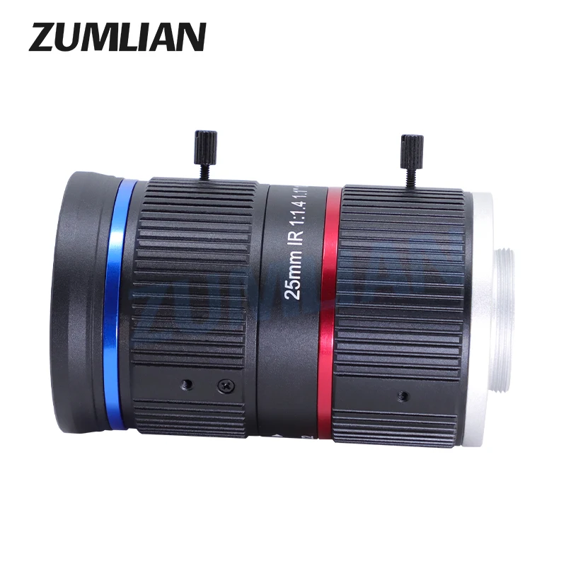 ZUMLIAN IR Lens 1.1 Inch Large Sensor Size 25mm Fixed Focus 12MP Manual Iris F1.4 C Mount Lens for ITS Surveillance Camera