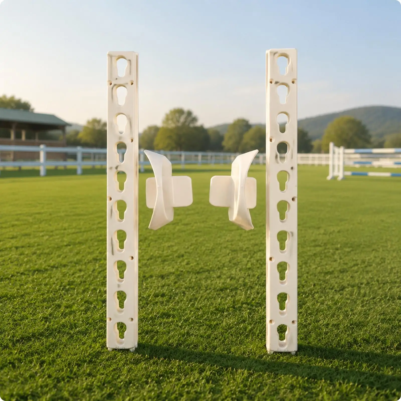 Adjustable Equestrian Jump Obstacle with Cup Holders for Horse Training Arena Equipment ABS Material Support Rails