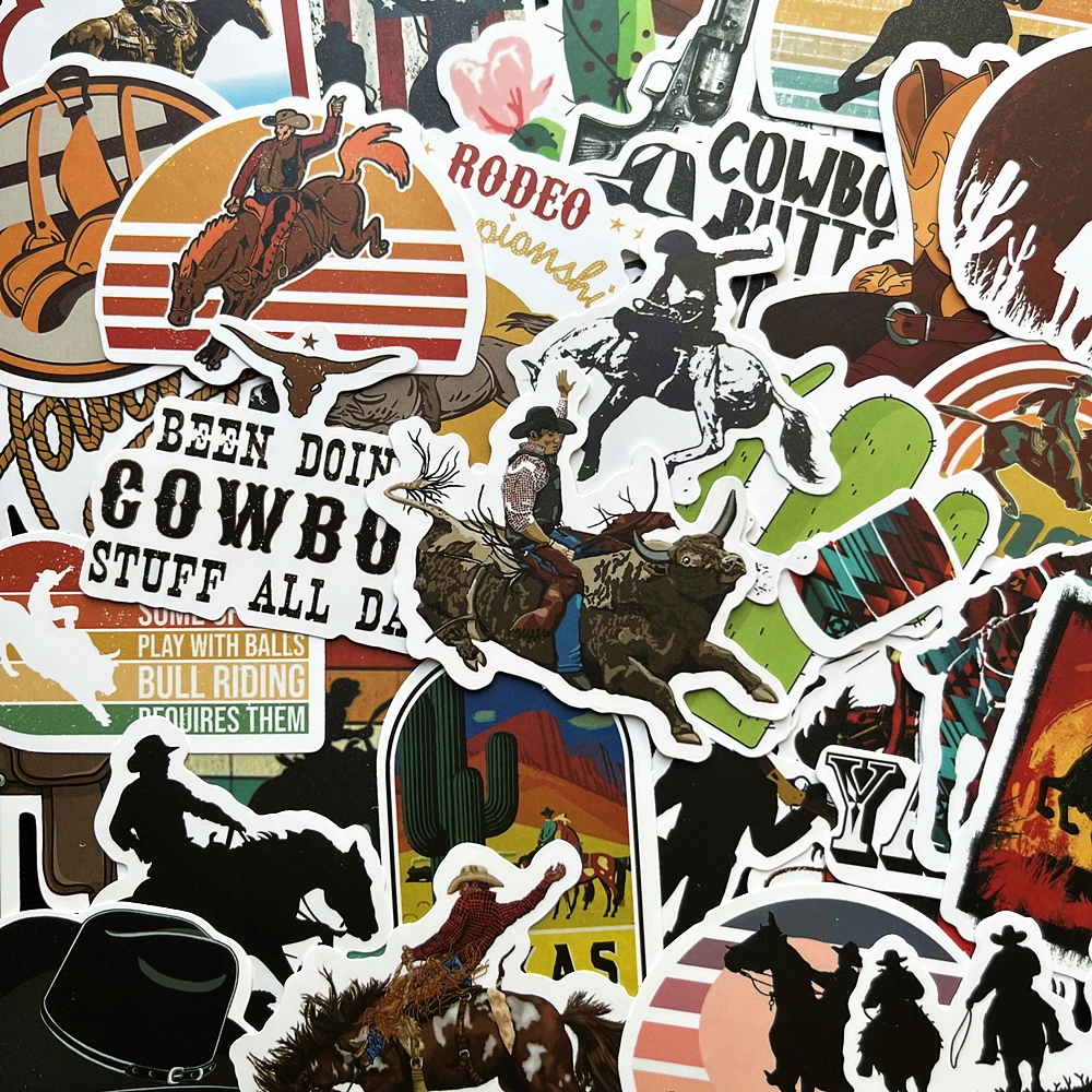 50Pcs New Western Cowboy Stickers for DIY Phone Fridge Laptop Moto Luggage Skateboard Helmet Sticker Decal Kids Toy