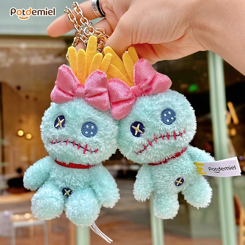 

Новый оригинальный Disney Lilo & Stitch Scrump, милый мягкий плюшевый милый маленький золотой кулон, брелок, пушистая мягкая игрушка, подвеска на рюкзак