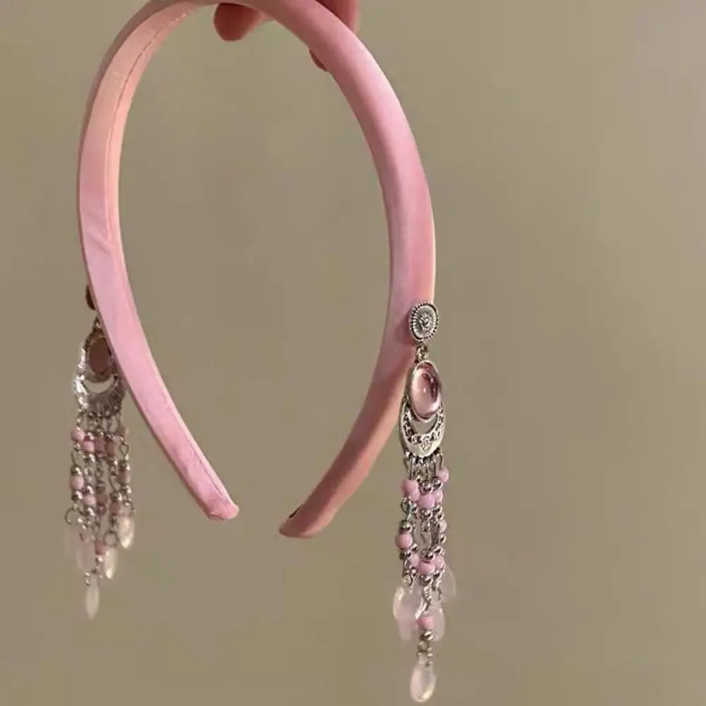 Kreative Satin Quaste Glocke Haarband Schmetterling Elegante Ethnische Stil Haar Hoop Kristall Anhänger Perle Stirnband Frauen