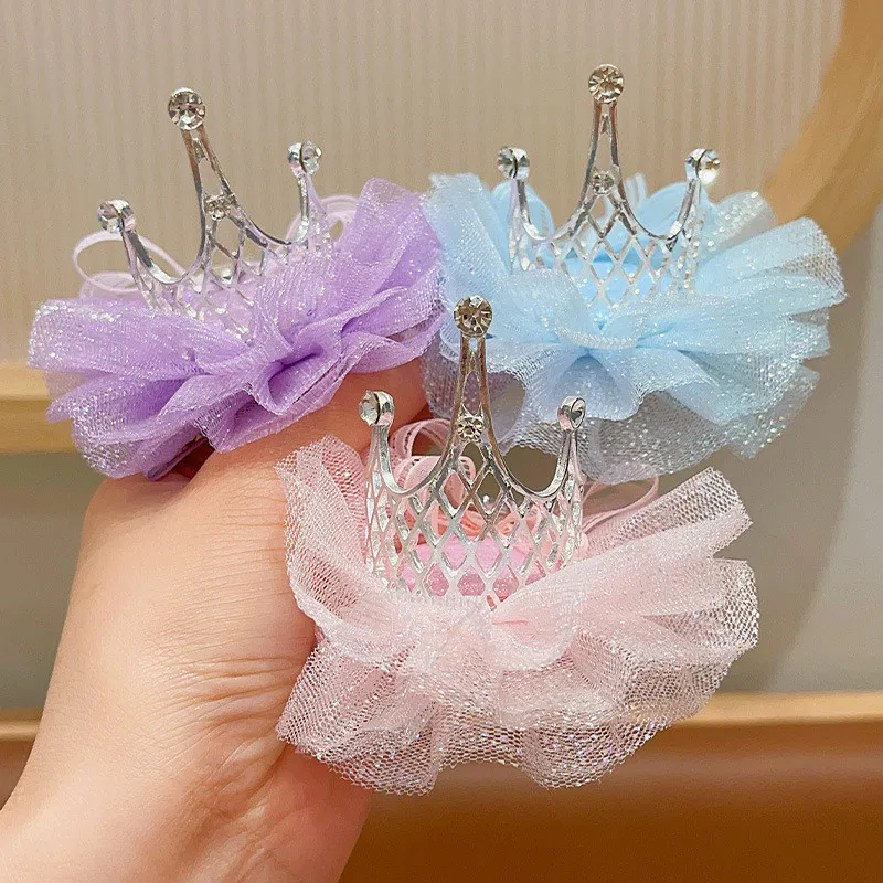 

New Lace Bow Rhinestone Crown Dog Hairpin Pet Headwear Hair Ornaments Cat Dog Hair Pin Clip Grip Pet Hair Accessories
