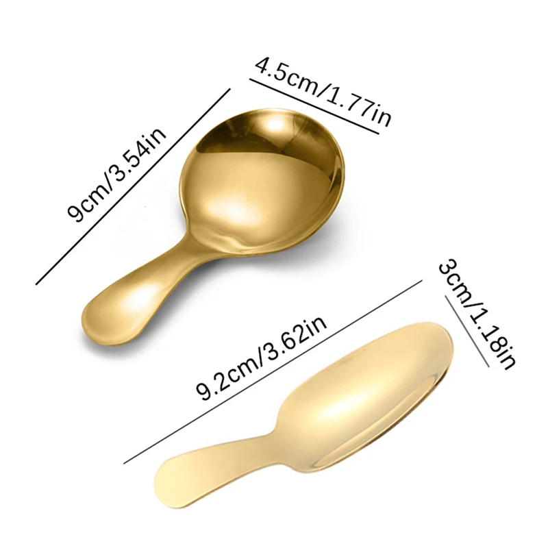 high-capacity 304 Stainless Steel Short Handle Round Head Spoon Baby Ice Cream Dessert Spoon Mini Tea Spoon Kitchen Accessories