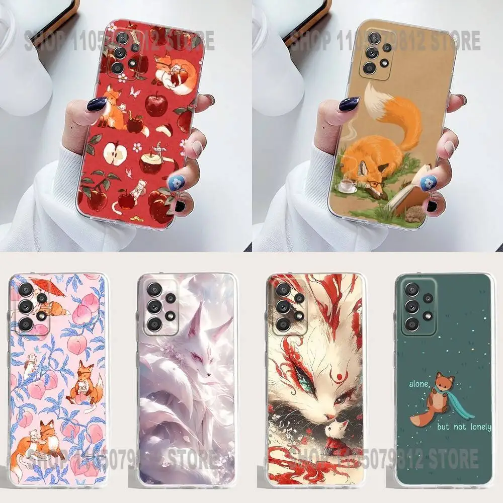 حافظة هاتف كارتون فوكس من السيليكون لهاتف سامسونج S30,23,21,22,20 FE lite,S10,9,PIus Note20 Ultra Soft Transparent #1