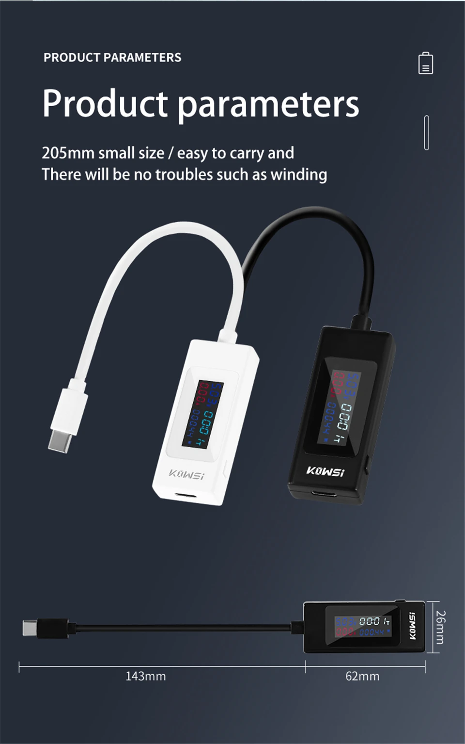 Typ-C Tester 4-30V 6,5A Spannungs- und Strommessgerät Farbbildschirm Zwei-Wege-Test Amperemeter Anzeige Powerbank-Ladegerät-Detektor – Detail 8