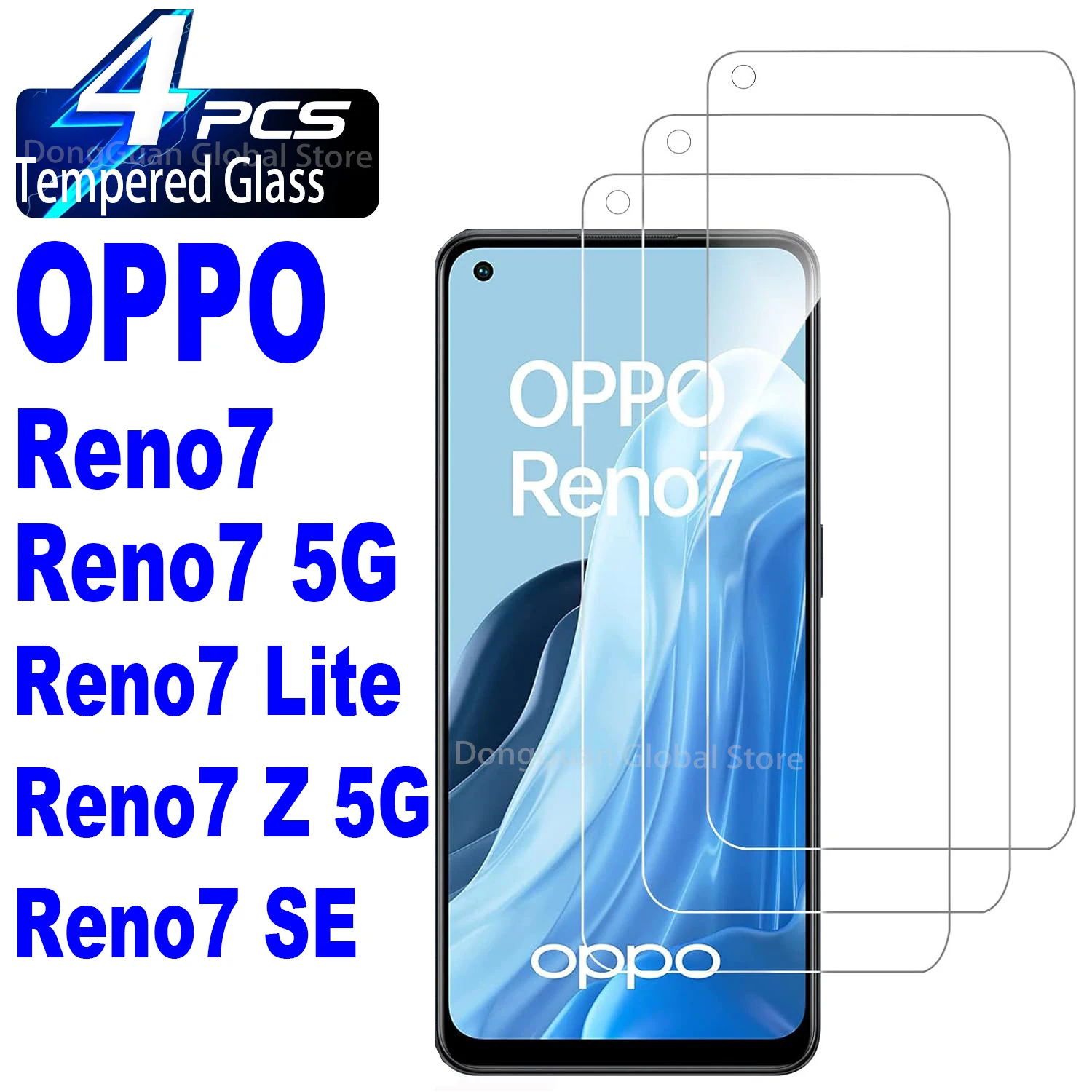 2/4Pcs Tempered Glass For OPPO Reno7 Lite SE Z 5G Screen Protector Glass Film