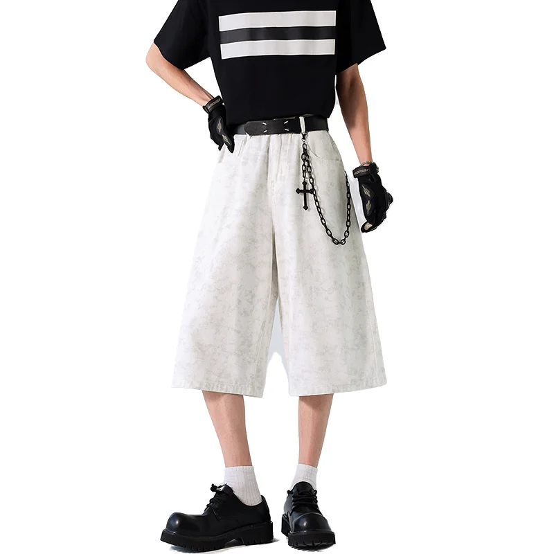 

New Men's Denim Shorts Summer Breathable 100% Cotton Casual 7 Point trousers Minimalist Style Streetwear Urban Fashion Trousers