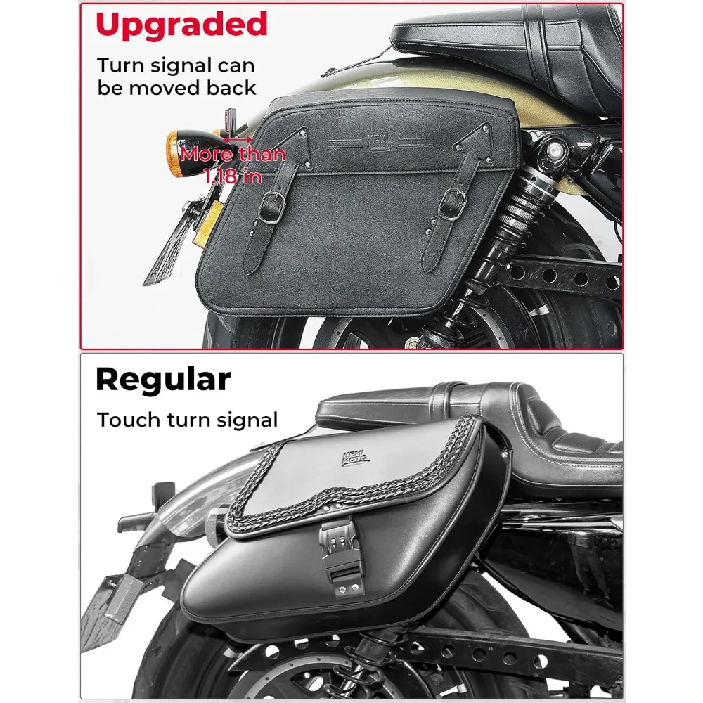motorcycle saddlebags with tail lights moving backwards 32l leather saddle bags motorcycles compatible with sportster 883