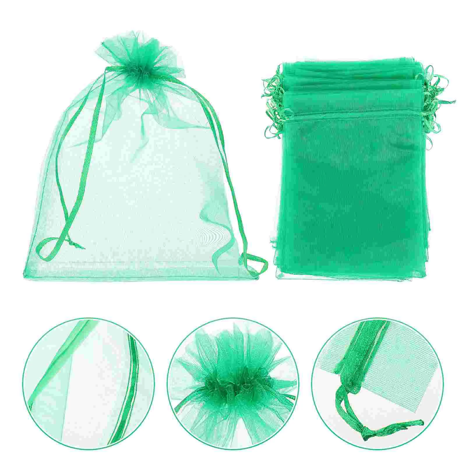 

50 Pcs Fruit Protection Bag Cover Bags for Garden Netting Trees Fruits Grow Mesh Organza with Drawstring