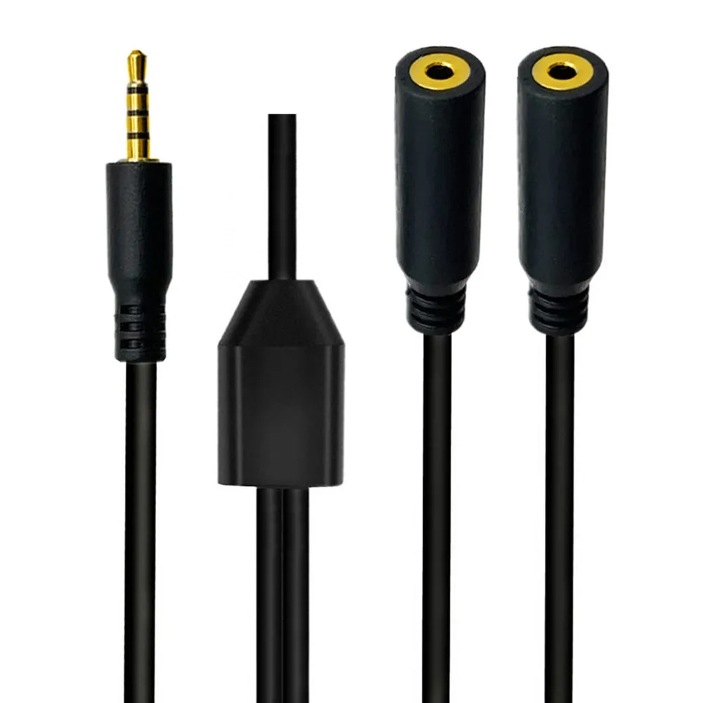 Gold Plated 4 Pole  2.5mm Male To Dual 2.5mm Female Y Splitter Audio Micphone Extension Cable Backup Camera Extension Cable TRRS