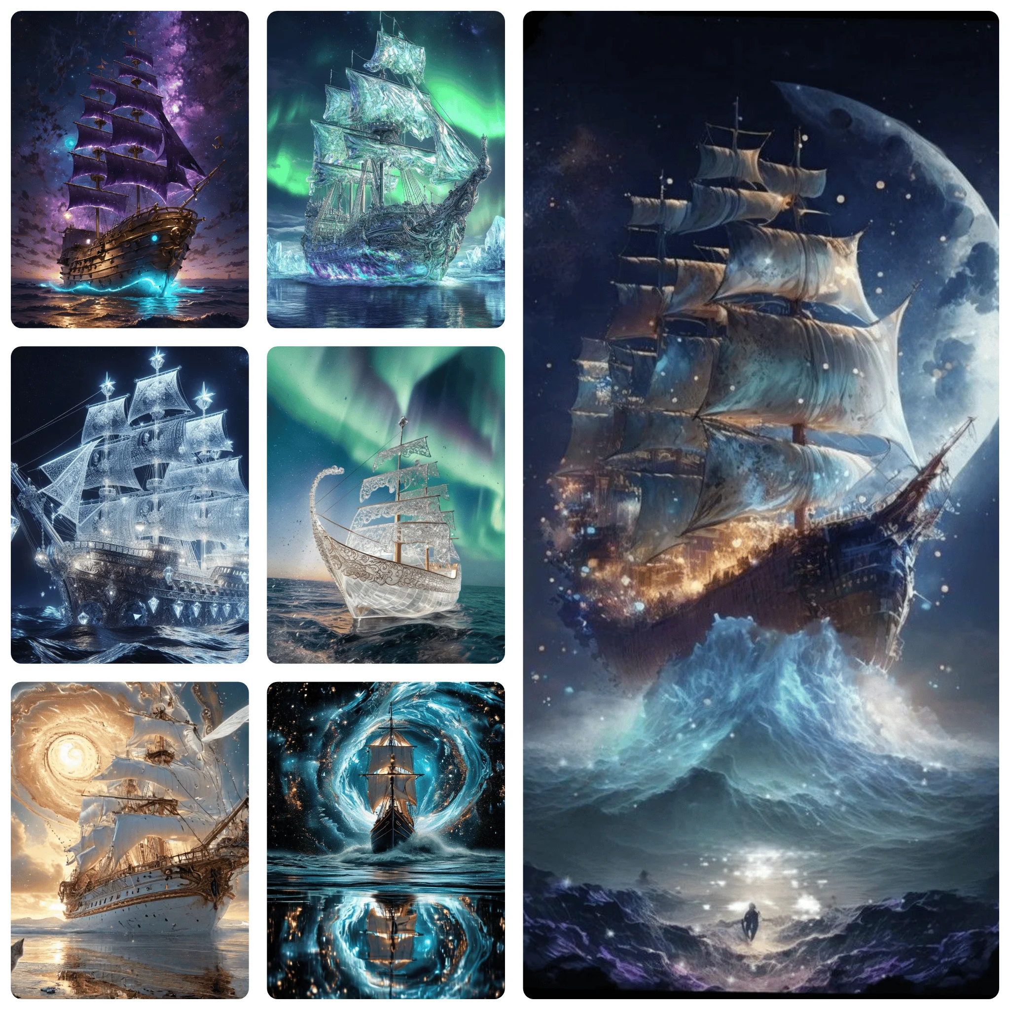 

Crystal Ghost Ship under Northern Lights 500PCS Jigsaw Puzzle Fantasy Educational Games Colorful Puzzles Gifts Home Decor