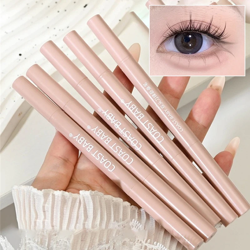 Double Ended Liggende Zijderups Eyeliner Potlood Naakt Roze Diamant Glitter Matte Markeerstift Oog Bleekmiddel Make-up Cosmetica