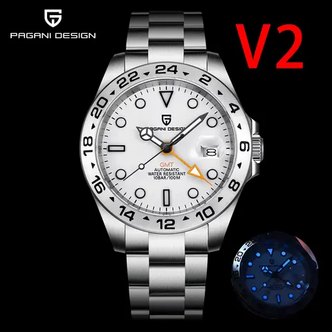 PAGANI DESIGN 2025New GMT Automatic Machinery Men Watch PD1682 V2 sapphire crystal 10Bar Waterproof StainlessSteel pagani design