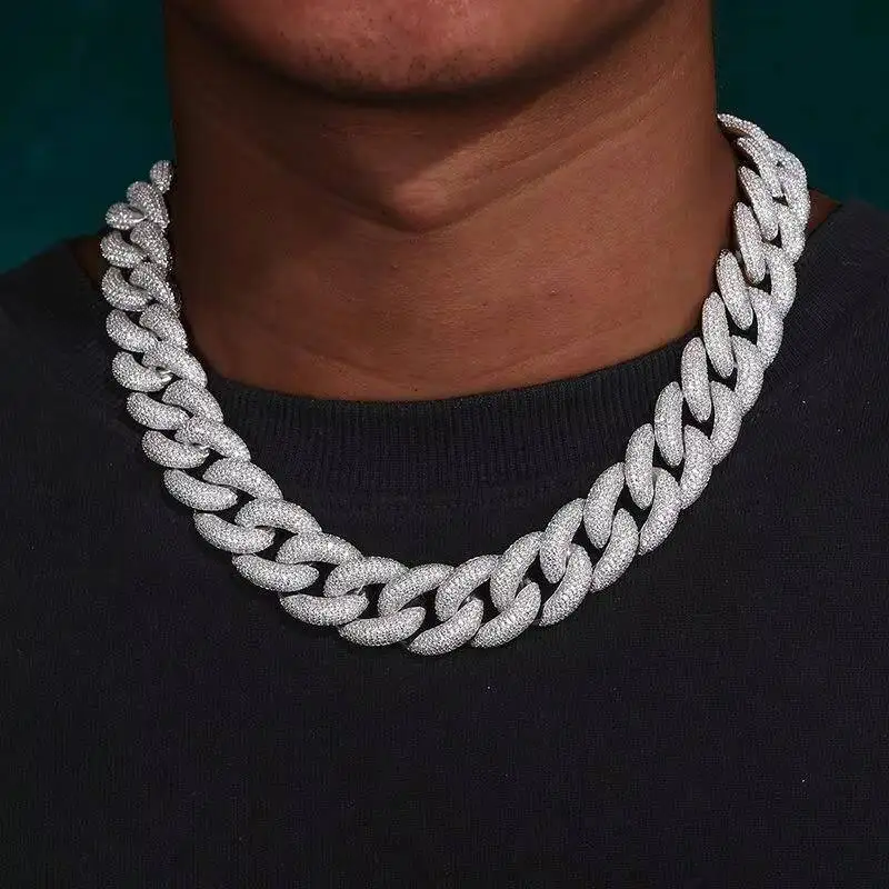 Fashion Unique Design Streetwear Moissanite Cuban Chain Necklace for Men with VVS Diamond Look Shine Available for Sale...