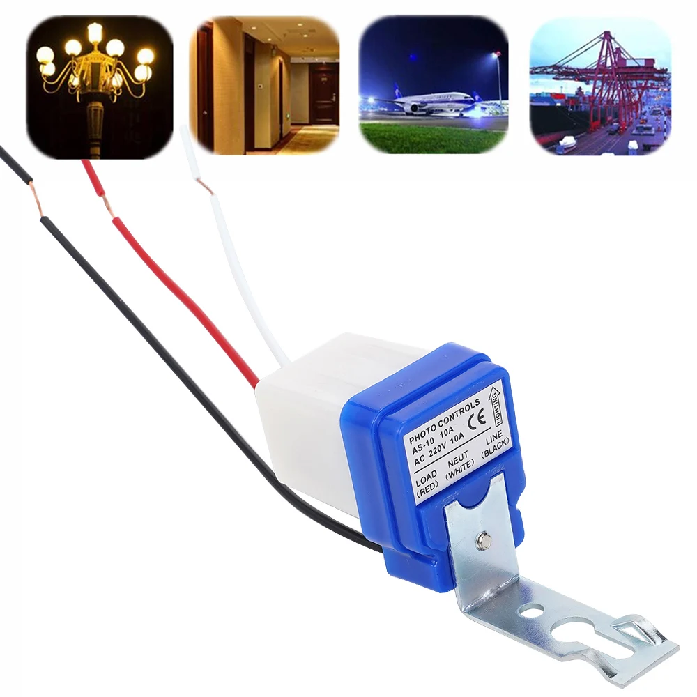 Sensor de interruptor de Control de luz de fotocélula de encendido y apagado automático CA 220V 10A Sensor de interruptor eléctrico controlador de farola al aire libre