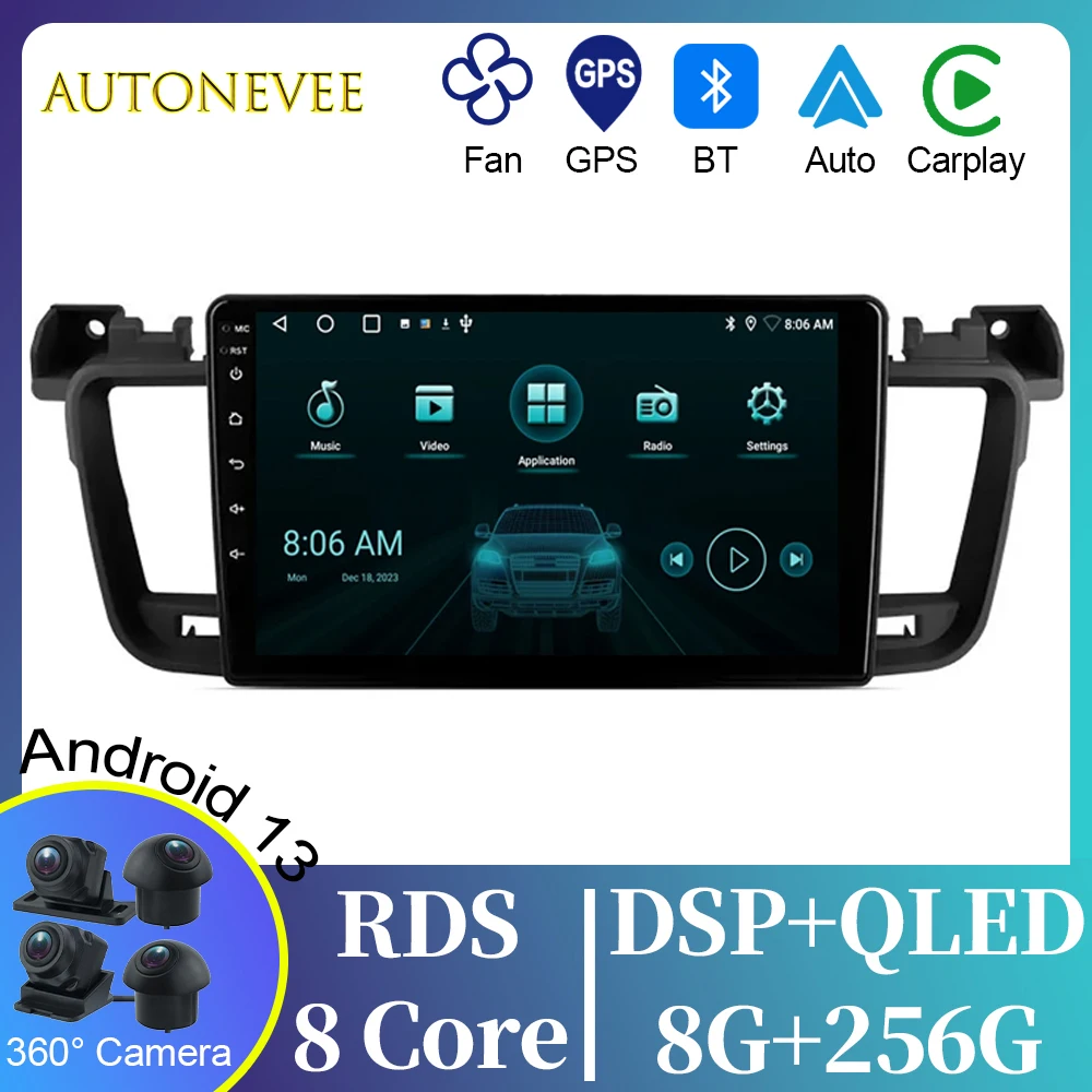 

7862 4G For Peugeot 508 2011 - 2018 Car Radio Stereo BT Carplay Multimedia Video Player Navigation GPS Android No 2din 2 din DVD