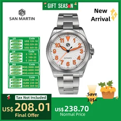 San Martin 40mm tarcza turbinowa luksusowy zegarek dla mężczyzny zegarek na rękę wodoodporny NH35 automatyczny Luminous ATM10 Orologio Uomo SN0132-1