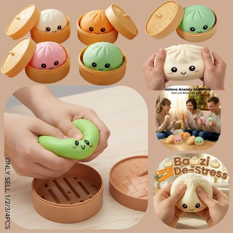 

Cute Cartoon Colorful Steamed Bun Squeeze Toy, Soft Stress Relief Fidget Toy for Kids & Adults, Anti-Anxiety Squishy Gift