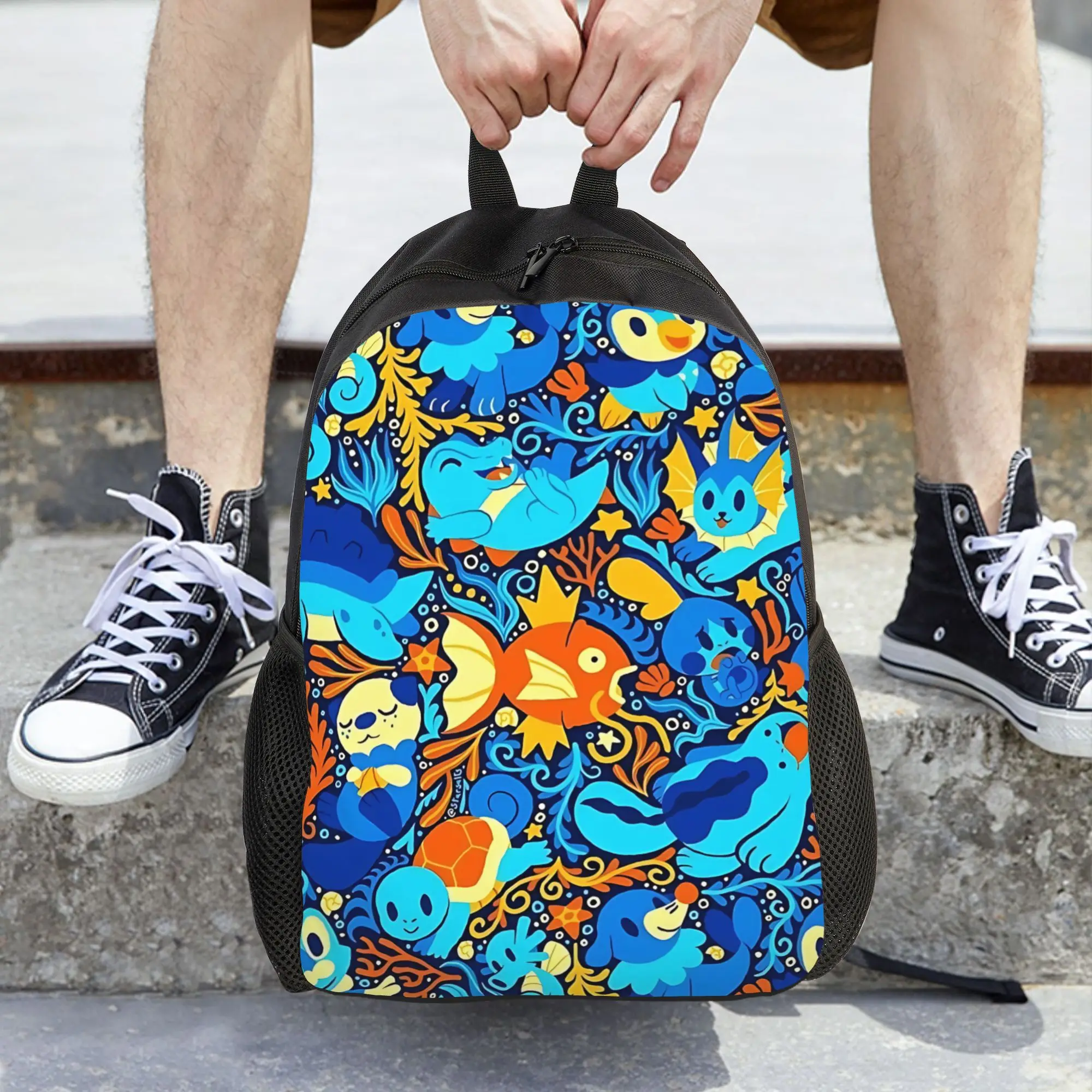 Fashion Cartoon Pokemon Theme Backpack ita bag  mochila Casual Office Work Retro Washable Rucksack