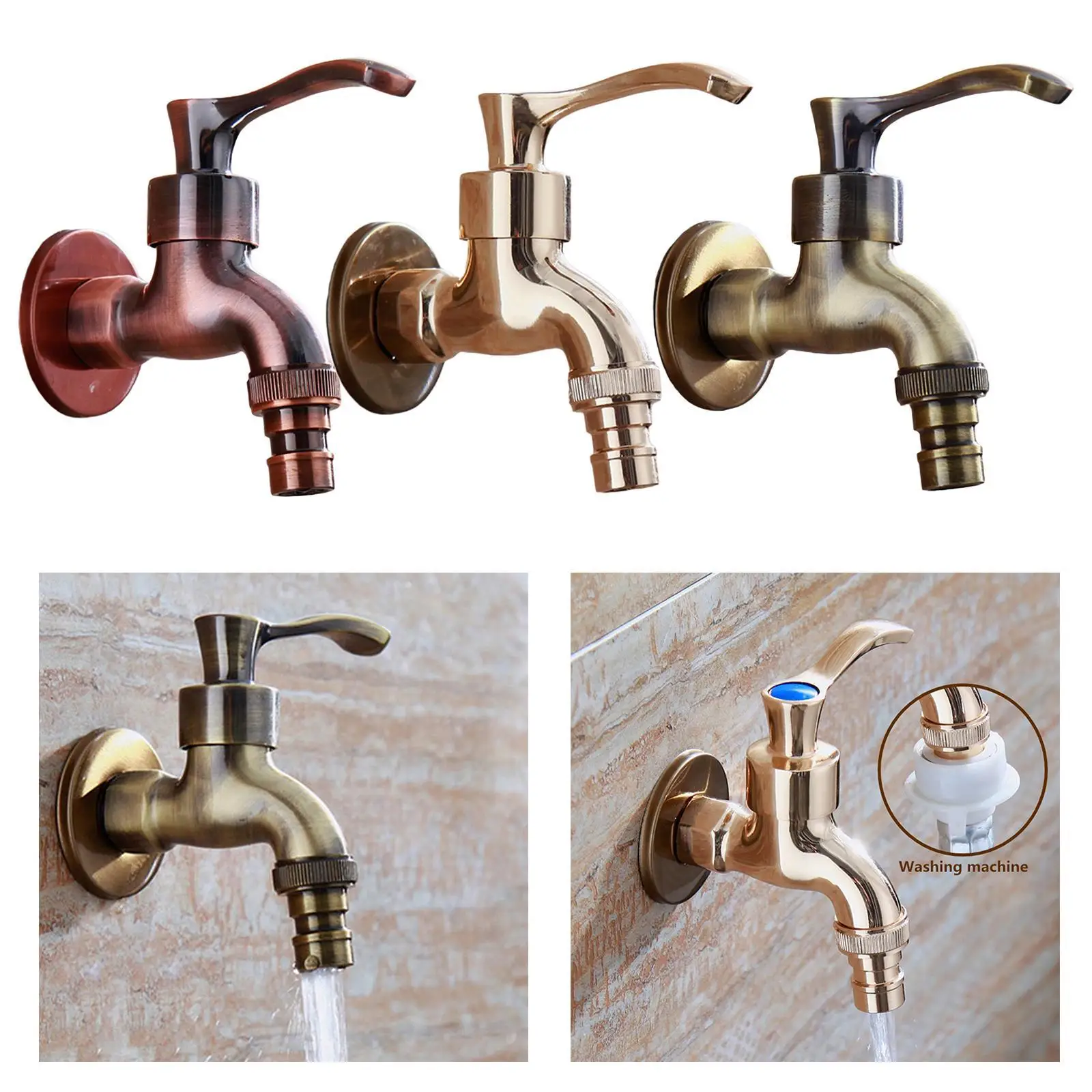 Antique Zinc Alloy Antique Faucet Wall Type Single Cooling Quick Opening Small Faucet Mop Pool Washing Machine Faucet Garden
