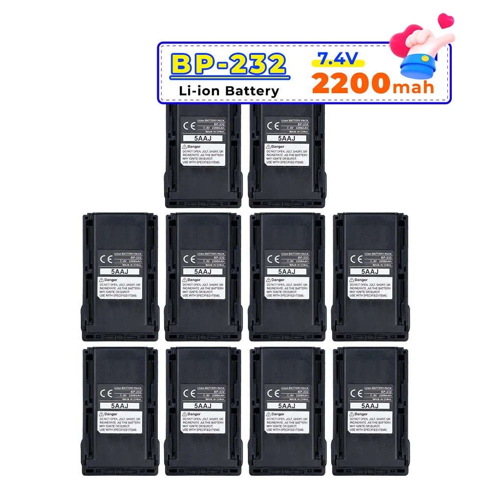 10PCS 2200mAh BP-232(BP-230 BP-231) Li-ion Battery for ICOM IC-F14 IC-F15 IC-F16 IC-F26 IC-F43 IC-F43GT IC-F3011 IC-F4021