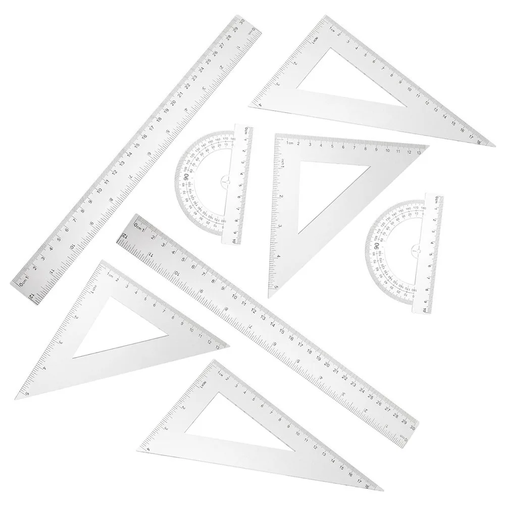 2Sets Clear Triangle Ruler Protractor Set Drafting Tools for Drawing School Engineering Teaching Protractor