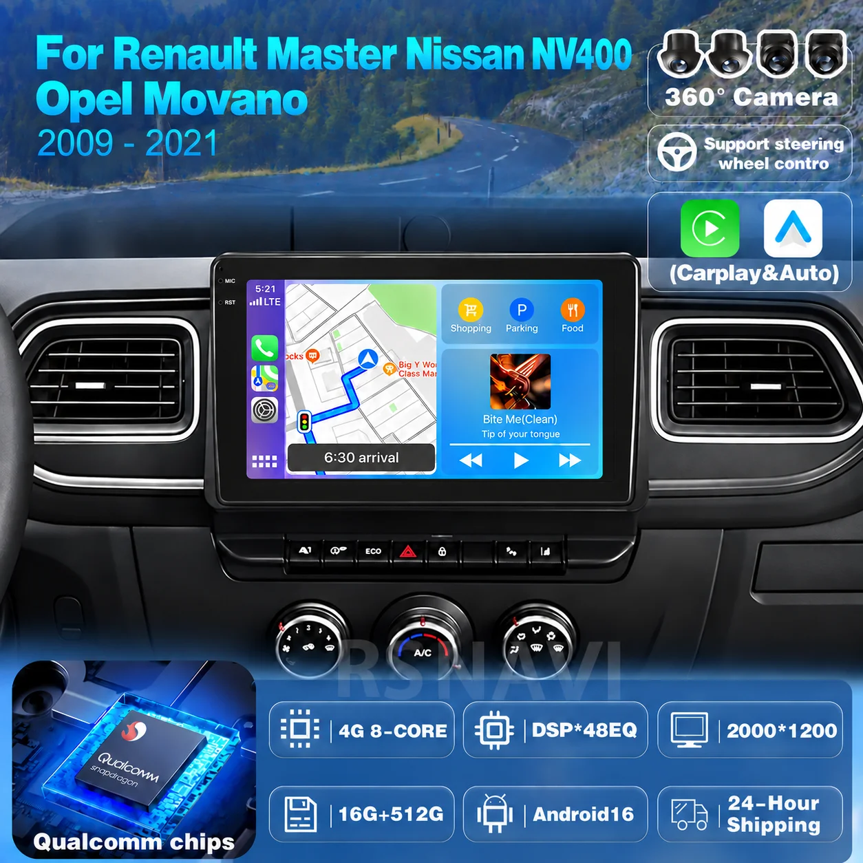 Plug and Play Android 16 Carplay Car Radio For Renault Master Nissan NV400 Opel Movano 2009 - 2021 Navigation Stereo Multimedia