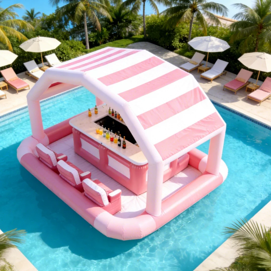 PVC Inflatable Outdoor Bar Pool Tent For Children & Adults Eco-Friendly Commercial Use With Swimming Pool And Seats