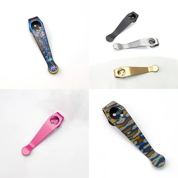 1 adet 6 türleri bıçak titanyum geri klip cep kelepçe Spyderco C81 Paramilitary2 Para3 C11 C10 Manix2 G10 polis Yojimbo Domino