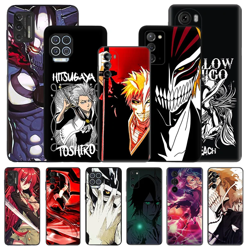 Soft Phone Cases For Motorola G53 G73 G9 G50 G51 G60 G71 G22 G32 G52 G72 Edge40 20 30 Cartoon Bleach Ichigo Black Matte Cover