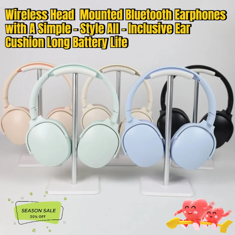 

Wireless Head Mounted Bluetooth Earphones with A Simple - Style All - Inclusive Ear Cushion Long Battery Life