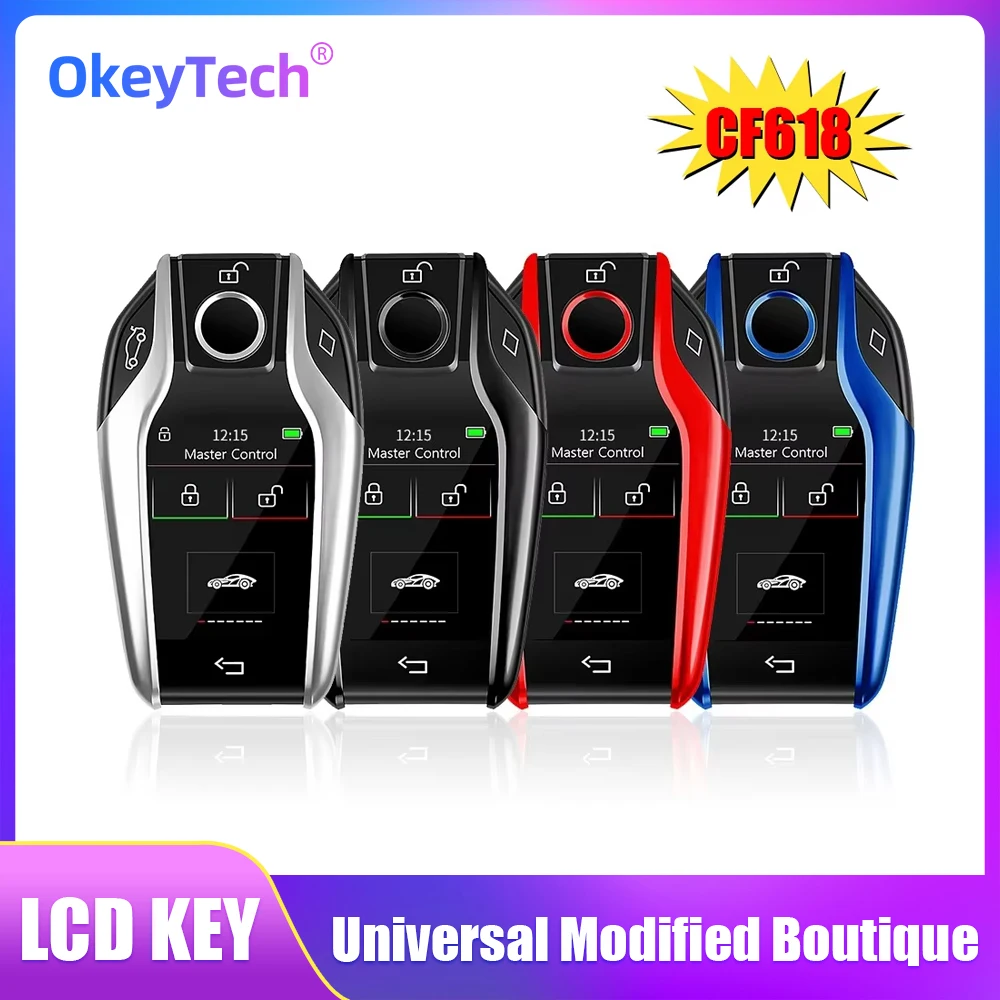 OkeyTech CF618 Universal Modified Boutique Smart Remote Key LCD Screen Keyless Entry For All Cars LCD Smart Key for Benz/Audi