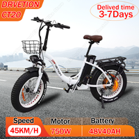 CT20 Electric Bicycle 750W Brushless Motor 48V40AH Dual Battery Oil Brake E-bike 20*4.0-in Fat Tire Snow Mountain Electric Bike
