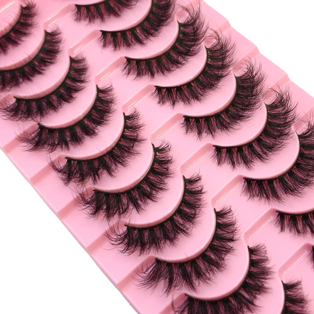 10 Paia di Ciglia Finte Miste in Visone, Ciglia Finte Drammatiche e Voluminose, Ciglia Finte Naturali Lunghe in Visone Sintetico, Aspetto di Extension, Faux Cils