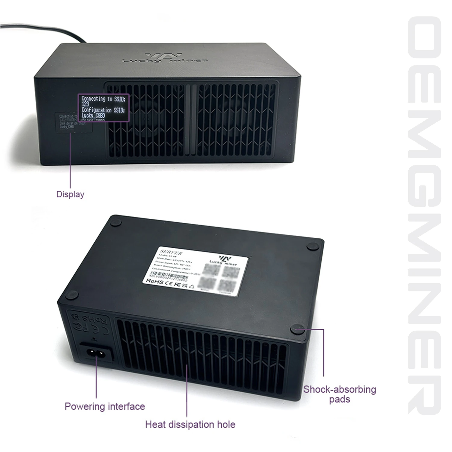 2025 새로운 비트코인 ​​럭키 마이너 LV08 4.2th/S 120W BCH DGB SHA256 암호화 럭키 솔로 마이너 WIFI 연결 비트코인 ​​Asic Miner