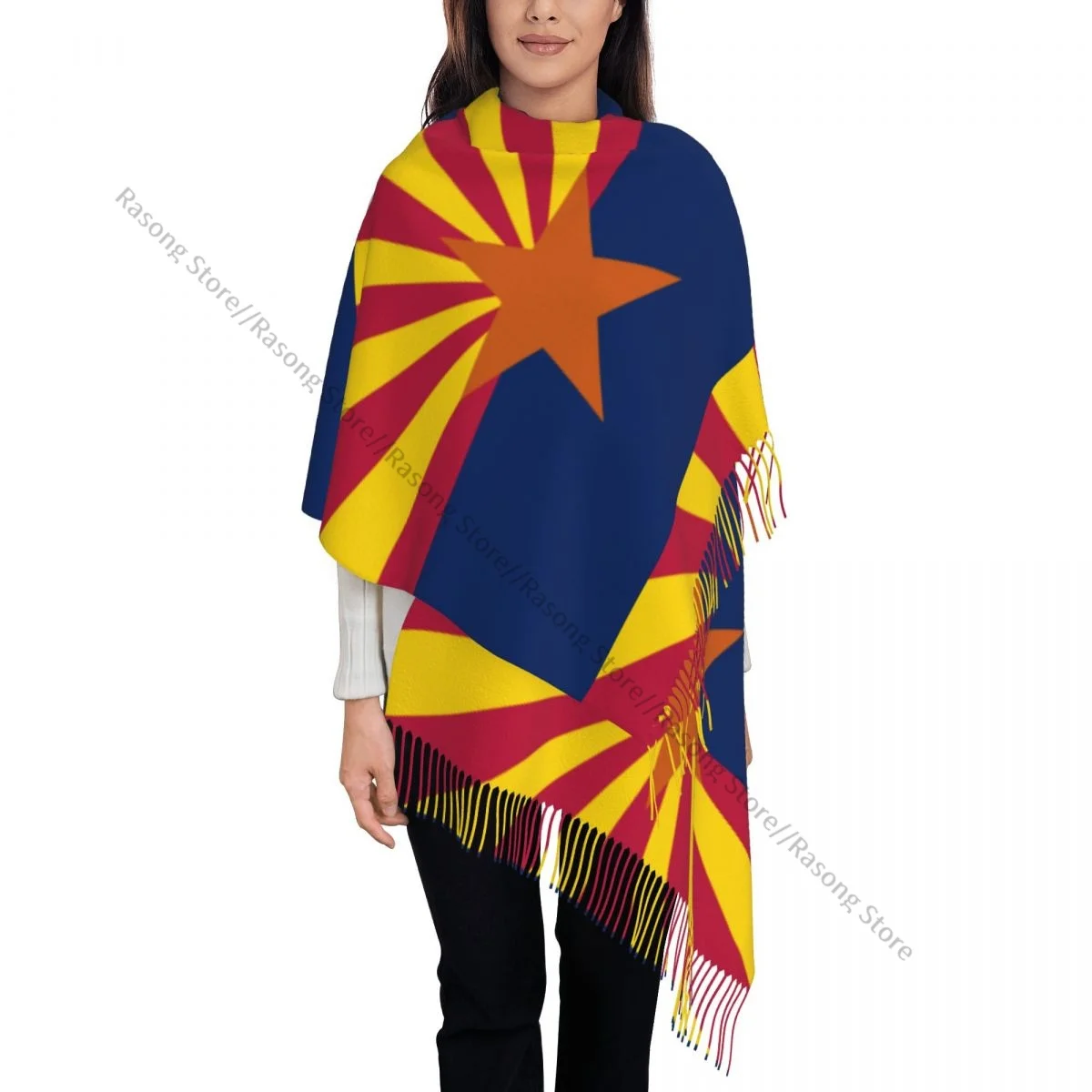 Tassel Scarf Large 196*68cm Pashmina Winter Warm Shawl Wrap Bufanda Female Flag Of Arizona Cashmere Scarves