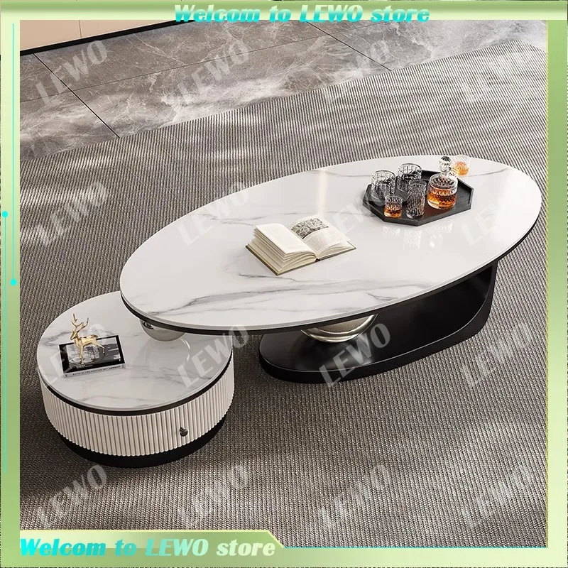 

Luxury Oval Coffee Table Irregular Set Modern Nordic Coffee Tables Rotating Layers Corner Kaffee Tische Home Accessories