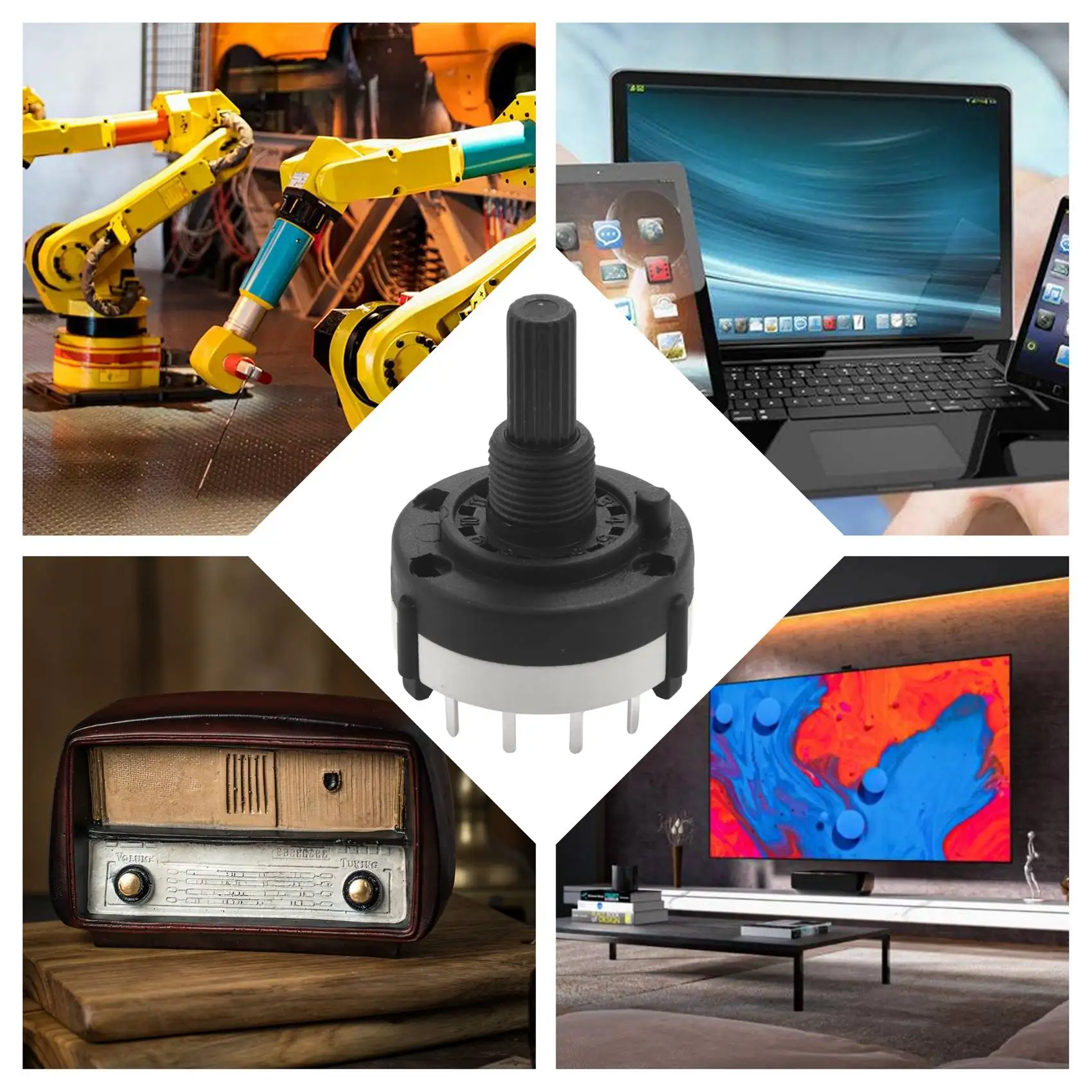 AMSC 3P4T 3-poliger 4-Positionen-Drehschalter mit Einzelwaferband und Knopf