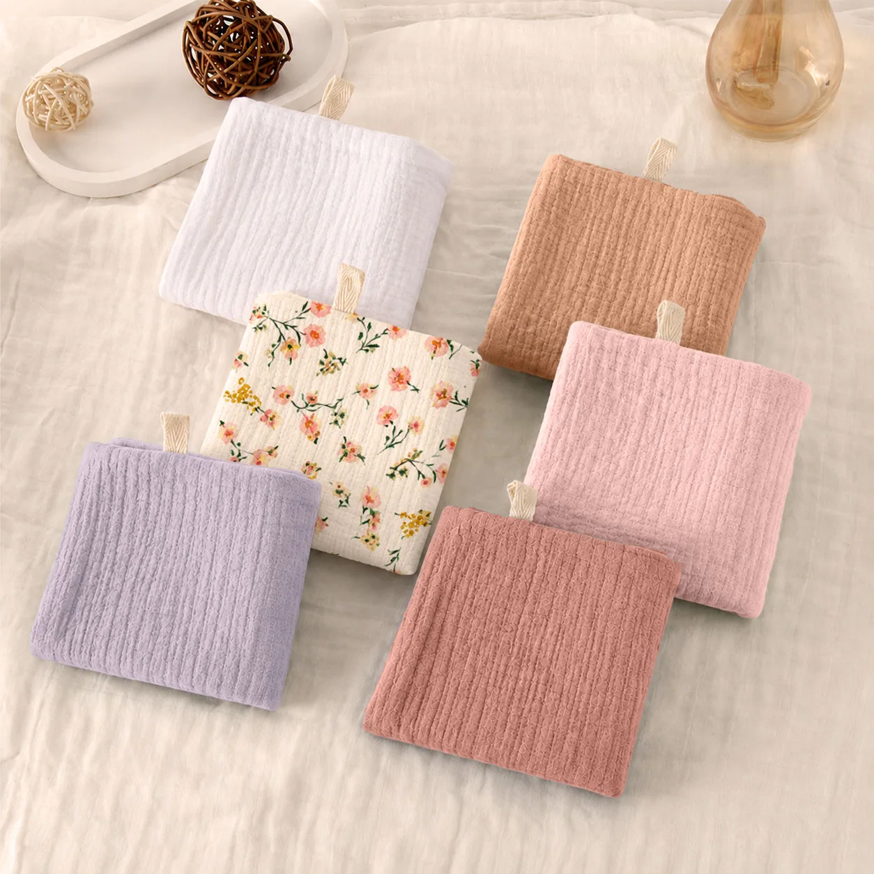 6PCS Soft Double-Layer Gauze Baby Bibs, Pure Gauze Towels, Baby Burp Cloths, Soft  Newborn Face Washcloths image 5
