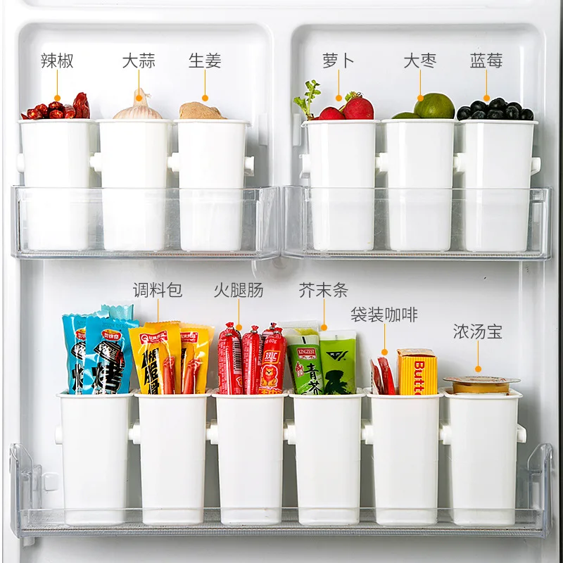 منظم باب الثلاجة قابل للتكديس مكون من 4 قطع - صناديق تخزين الطعام المعيارية من البولي بروبيلين للمطبخ، حاوية أبواب جانبية للثلاجة موفرة للمساحة