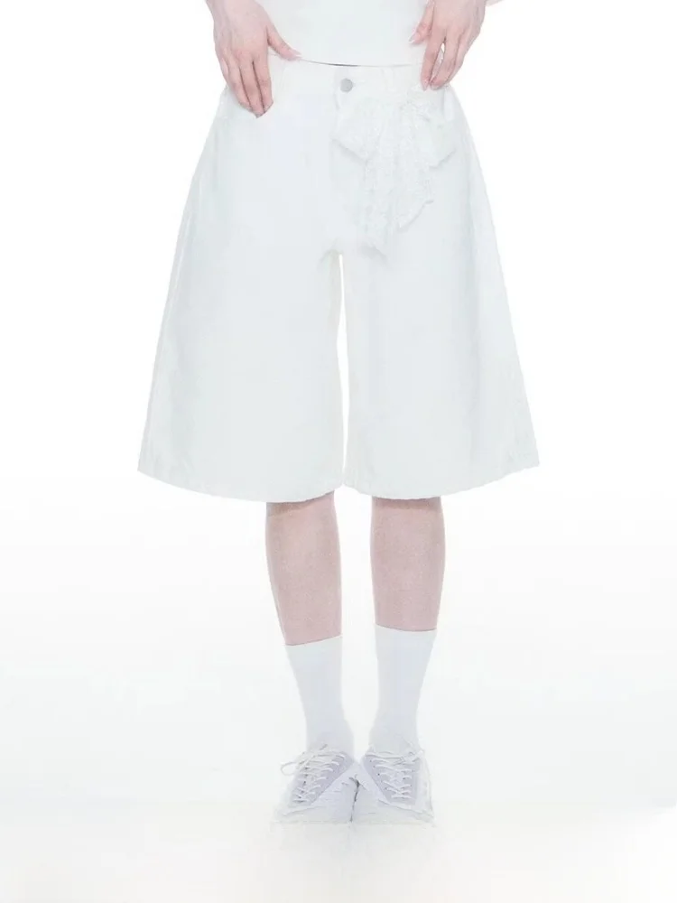 

Джинсы ELEVEN SP Moonlight White Denim для женщин, летние, прямые, длиной до колена, повседневные, с высокой талией