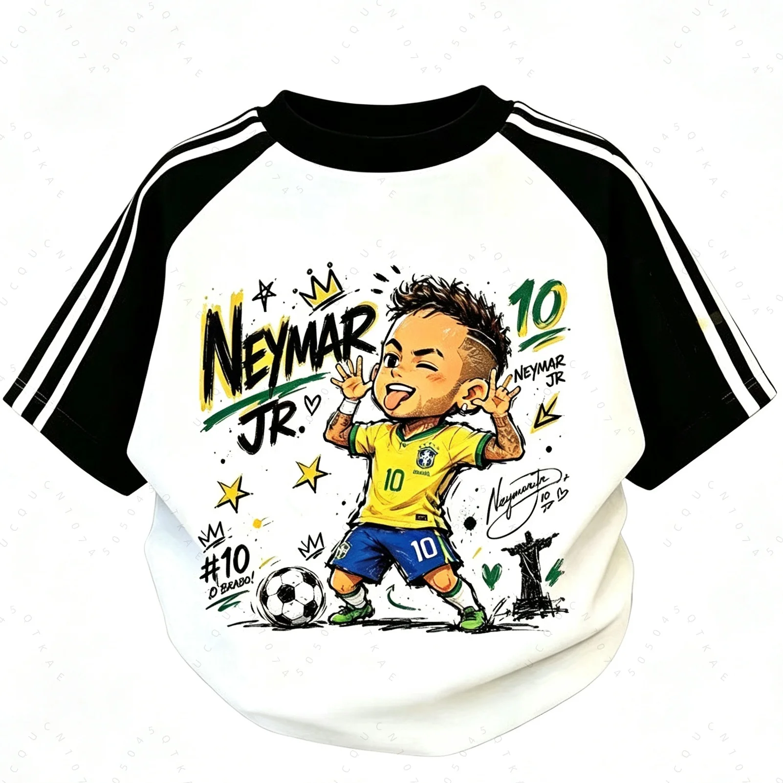 2026 Neues Kinder- und Erwachsenen-T-Shirt mit Cartoon-Fußballspieler-Aufdruck, Top-Tier-Fußballstars, Kurzarm, Fußballfan-Strandtops – Detail 10