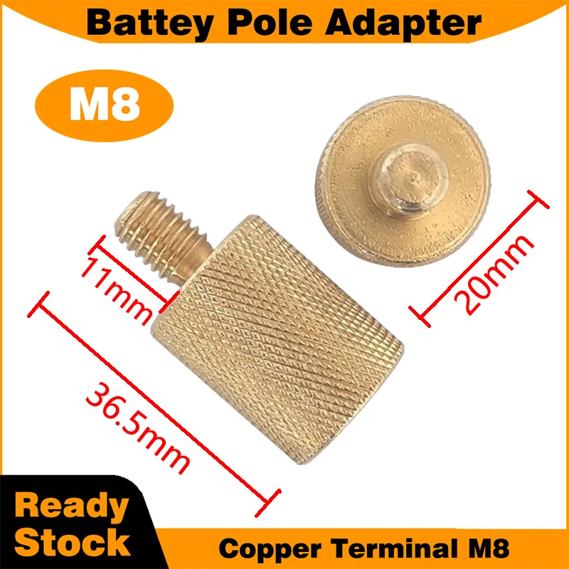 2pcs M8 Battery Pole Adapter Brass Terminal for Lithium Battery Case Battery Plastic Shell Positive and Negative Terminal