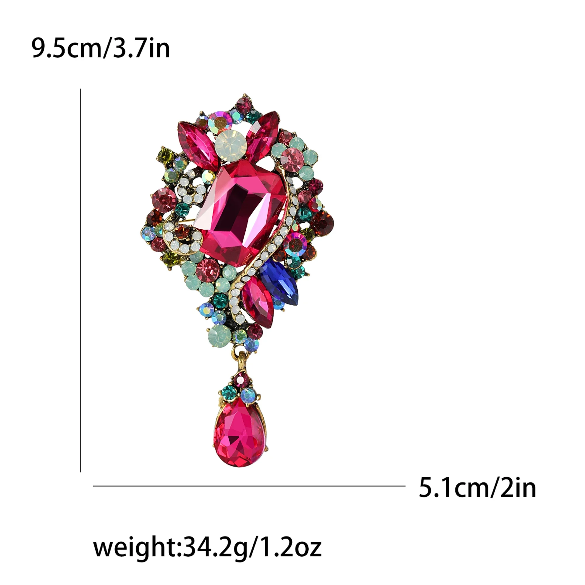 Crystal Glass Pendant Brooches for Women Unisex Rhinestone Pins Event Party Backpack Decoration Clothes Accessories